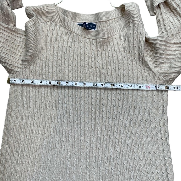 Karen Scott Beige Long Sleeve Cable Knit Sweater Sz XL Beige Aesthetic Normcore - Picture 3 of 13
